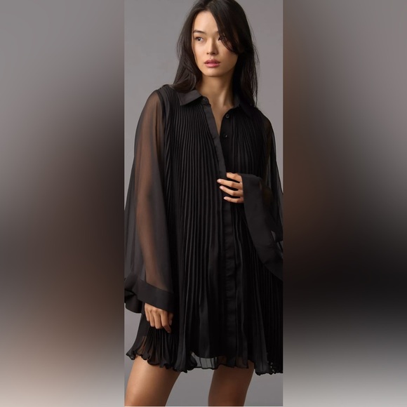Maeve Dresses & Skirts - NEW WITH TAGS Medium 	
MAEVE LONG-SLEEVE PLEATED MINI SHIRT DRESS
